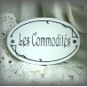 oval enamelled door Plate "Les Commodités"