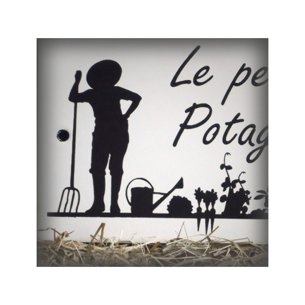 Plaque émaillée blanche "Le petit Potager" zoom