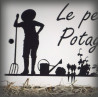 Plaque émaillée blanche "Le petit Potager" zoom