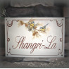 Plaque émaillée gres 30x20cm décor Mésange bleue texte english liseré anglais
