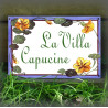 Enamel house plate Nasturtriums décor Linus font
