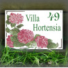 Enamel house plate Pink Hydrangeas décor Times font