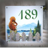 Street Number enamelled Squirrel decoration 6x6in