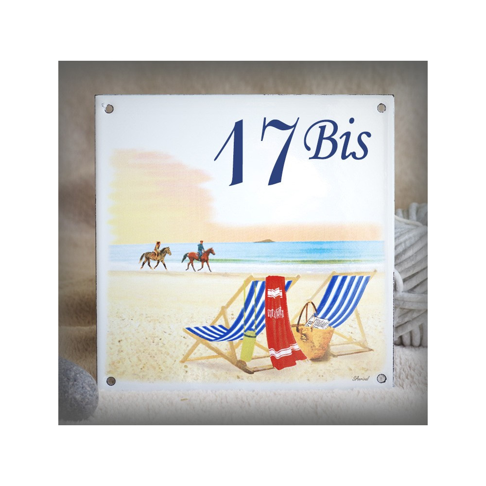 Street Number enamelled deckchair decoration 6x6in