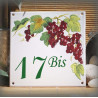 Numéro de rue émaillé décor vignes 15x15cm