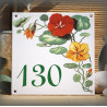 Street Number enamelled nasturtiums decoration 6x6in