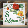 Plaque maison émaillée décor Capucine 15x15cm