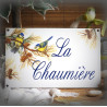 Home white enamel plate blue tits decoration