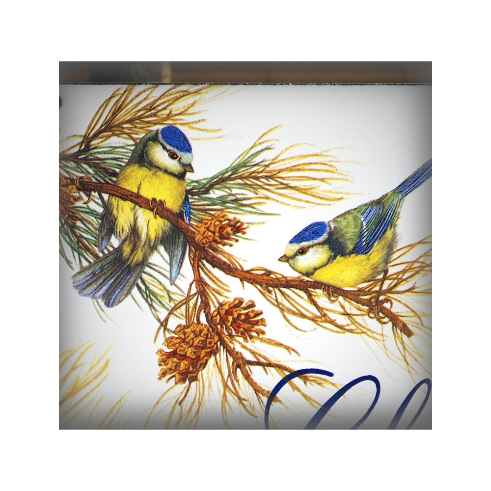 Home white enamel plate blue tits decoration zoom