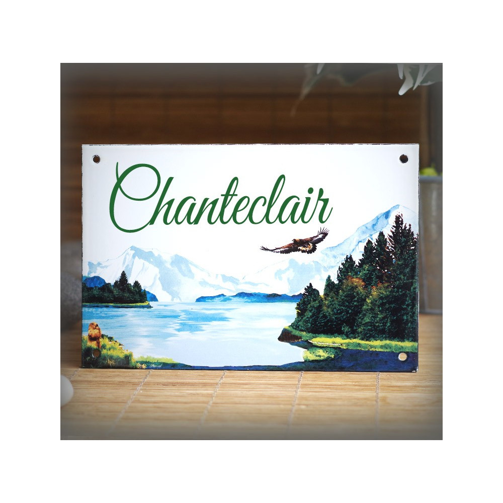 House name plate enamelled mountain decoration
