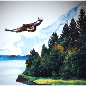 Plaque maison émaillée décor Montagne
