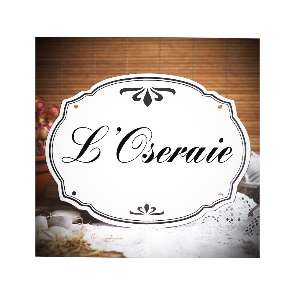 Plaque de famille en émail blanc police KASLTER