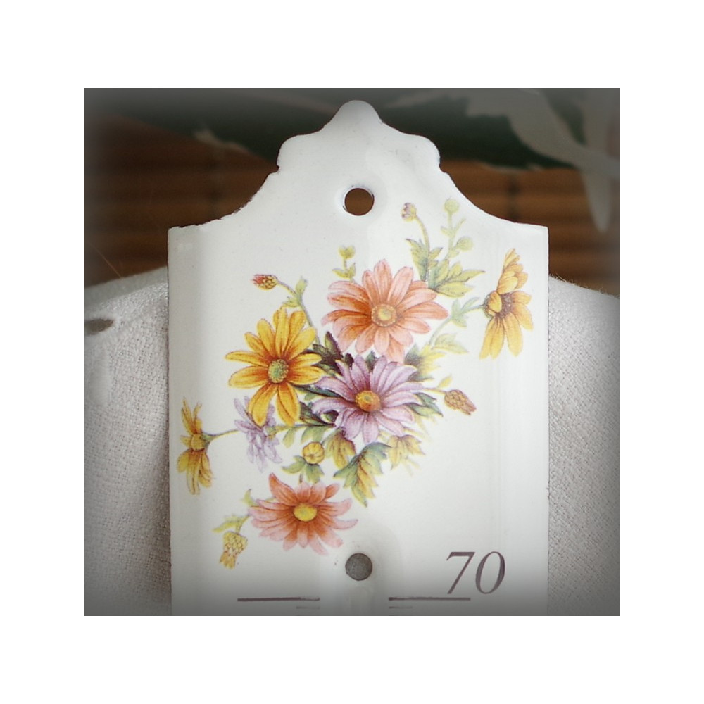 Thermomètre émail blanc 20cm décor Gerbera