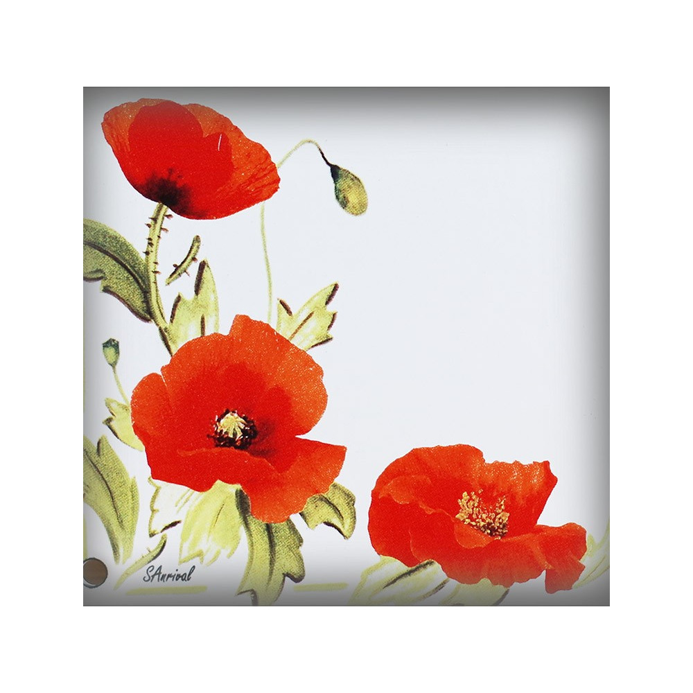 Plaque Maison émaillée décor Coquelicots