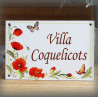 Plaque Maison émaillée décor Coquelicots