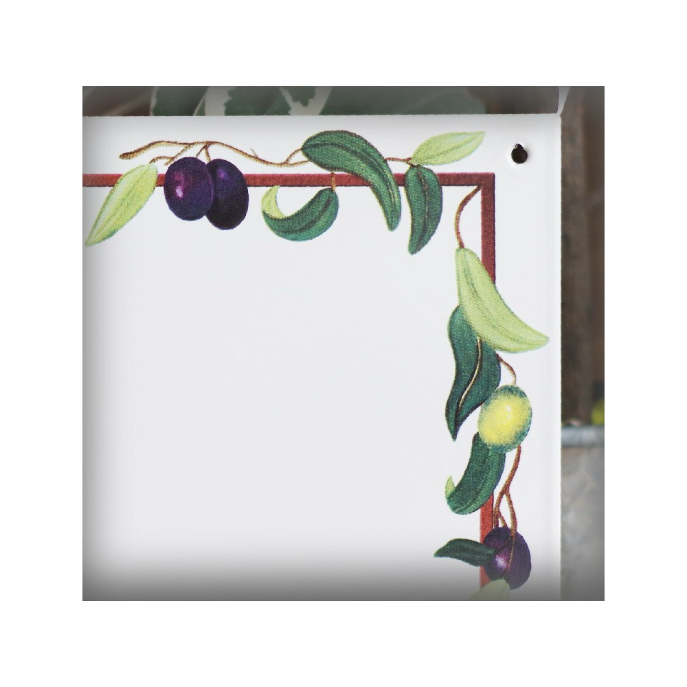 house plate in white enamel olives decor