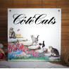 Plaque maison émaillée décor Chats 15x15cm