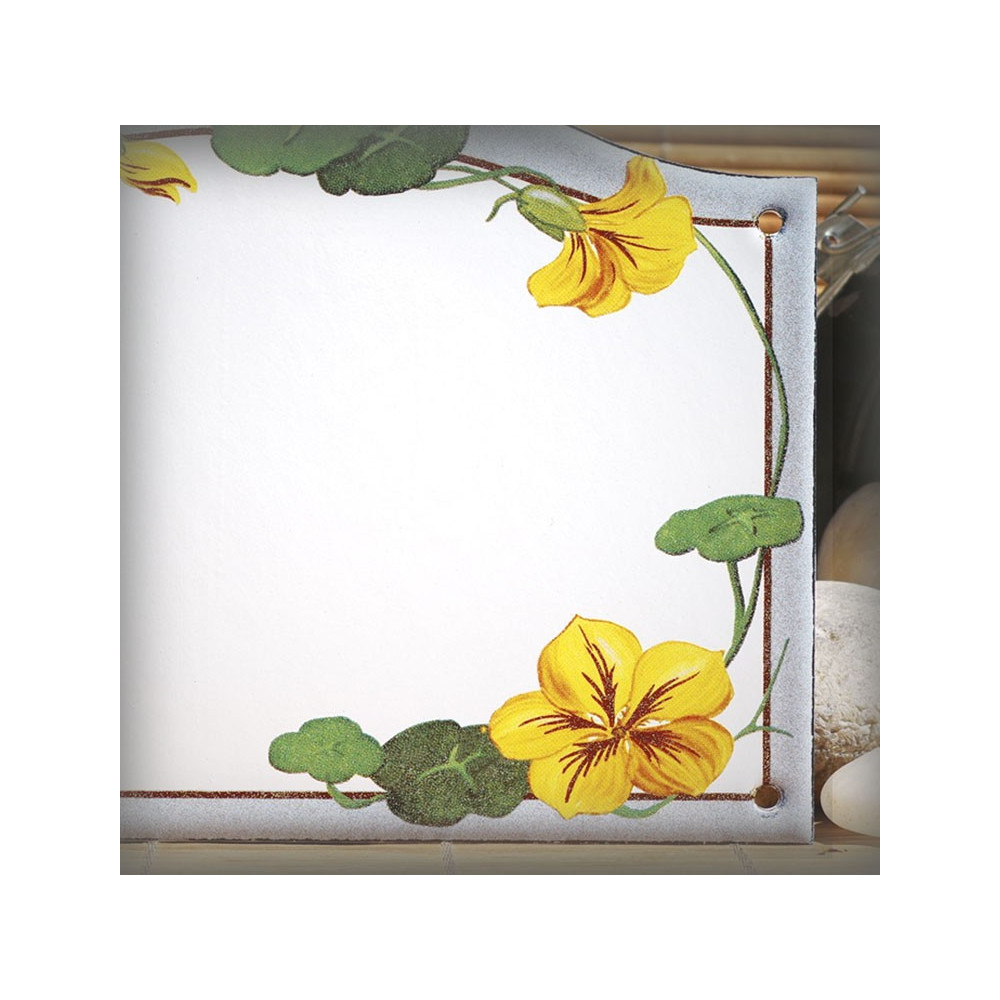 Numéro de rue émaillé décor Capucines 13,5x20cm