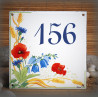 Numéro de rue émaillé décor Coquelicots 15x15cm