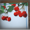 Numéro de rue émaillé décor cerises 15x15cm