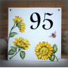 Numéro de rue émaillé décor Tournesol 15x15cm