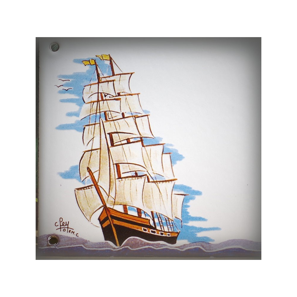 Street Number enamelled Ship decor 5,4x8in