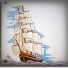 Street Number enamelled Ship decor 5,4x8in