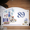 Street Number enamelled Blue Shutters decor 5,2x8in