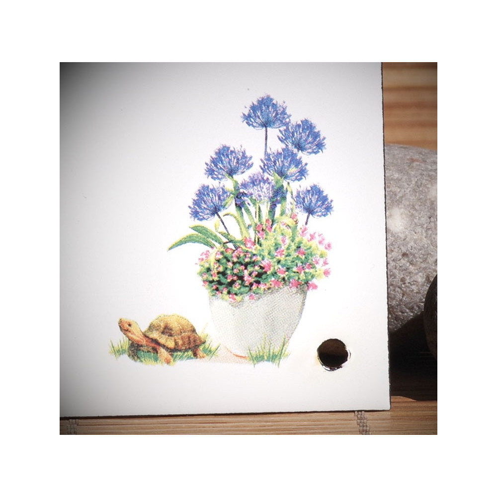 Street Number enamelled Blue Shutters decor 5,2x8in