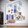 Street Number enamelled Blue Shutters decor 5,2x8in