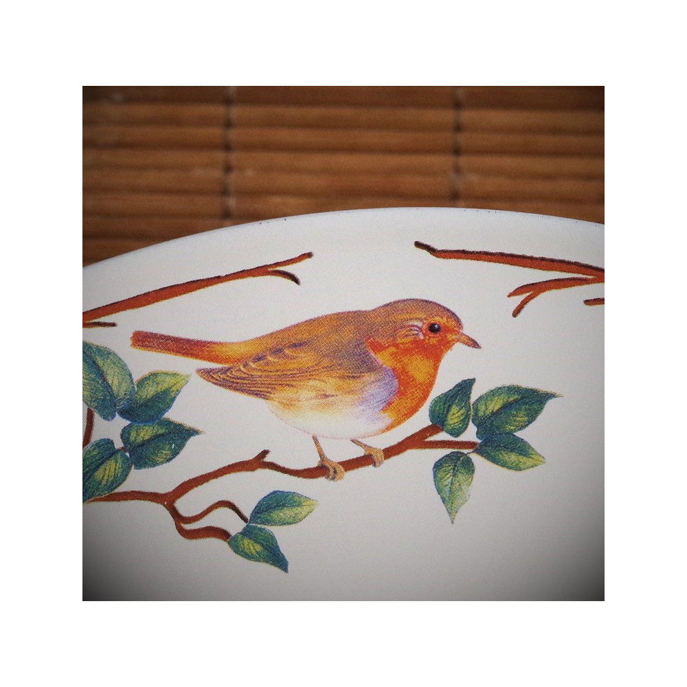 Numéro de rue émaillé décor Rouge gorge 13,5x20cm