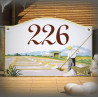 Street Number enamelled Salt worker decor 5,4x8in