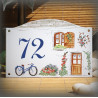 Numéro de rue émaillé décor Maison 13,5x20cm