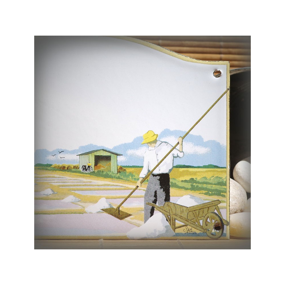 home sign enamelled Salt worker decor 5,2x8in