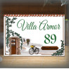 House name plate enamelled Bienvenue decoration