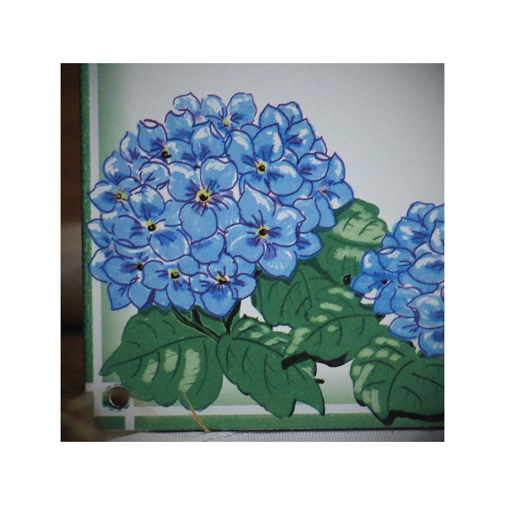 House name plate enamelled Hydrangeas decoration
