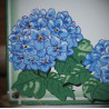 House name plate enamelled Hydrangeas decoration