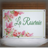 House name plate enamelled Roses and sweet peas decoration
