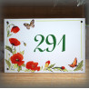 Numéro de maison émaillée décor Coquelicots