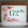 House number plate enamelled Roses and sweet peas decoration