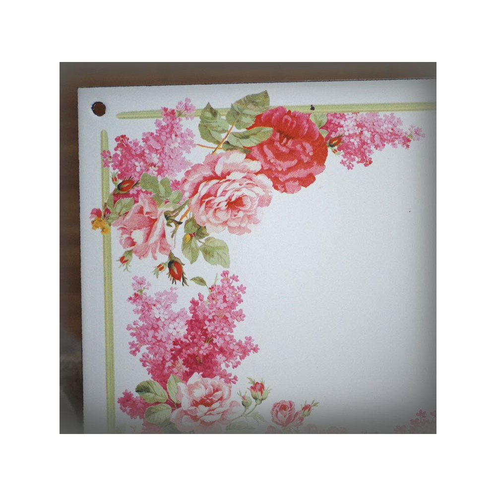 House number plate enamelled Roses and sweet peas decoration