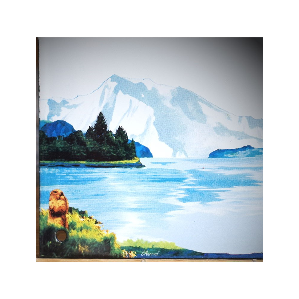 House number plate enamelled Mountain decoration