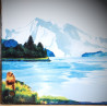 Numéro de maison émaillée décor Montagne