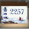 House number plate enamelled Lighthouse decoration