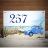 Numéro de maison émaillée décor 2CV