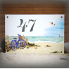House number sign enamelled Dunes and bike decoration