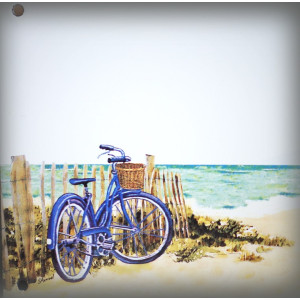 Numéro de maison émaillée décor Dunes et Vélo