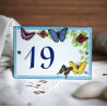 House Number sign enamelled Butterflies decor 4,2x2,8in