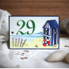 Numéro de rue émaillé décor Cabine bleue 10,5x7cm