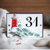 House Number sign enamelled Red Lighthouse decor 4,2x2,8in